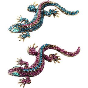 Opexicos 2Pcs Funny Lizard Diamond Brooch Pin Women Geckos Party Pin Brooch Clothes Jewelry Vintage Metal Brooch