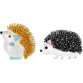 Cute Enamel Pin Hedgehog Brooches for Women, Hedgehog Gifts, Cartoon Brooch Pins for Backpacks, Bags, Hats, Clothes, Lapels (Black, Golden) 2 Pack