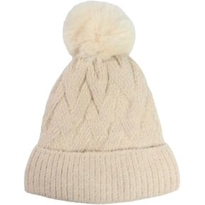Cute Pompom Knitted Warm Beanie with Microfleece Lining