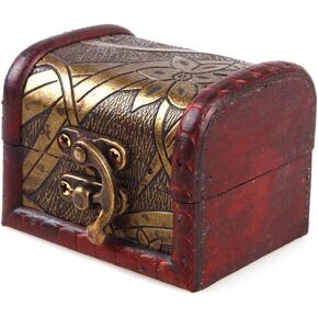 Small Vintage Jewelry Treasure Lock Storage Handmade Wooden Jewelry Case Box Random Color