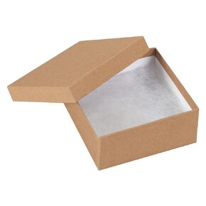 BFJB3312K Jewelry Boxes, 3 1/2" x 3 1/2" x 1 1/2", Kraft (Pack of 100)