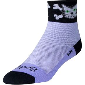 SockGuy, Classic Bad Kitty Womens Socks, cuff height 2", size S / M, Black/Light Purple