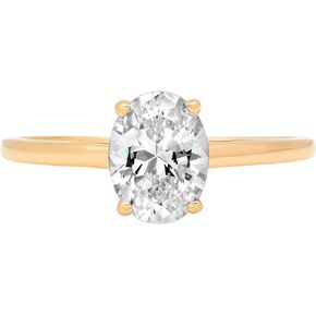 Clara Pucci 14k Yellow Gold 0.97cttw Oval Cut VVS1 Ideal Gemstone Solitaire Moissanite Engagement Promise Ring Statement Anniversary Bridal Wedding