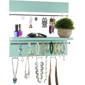Spiretro Wall Mounted Wood Jewelry Organizer with Metal Bars, Set of 2 in Kuwait