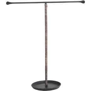 Creative Co-Op Modern Metal and Leather, Black Jewelry Stand