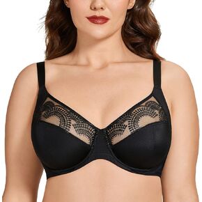 AISILIN Women's Sexy Lace Bra Non Padded Underwire Plus Size Full Coverage Support