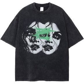 Mens 90s Vintage Oversize Shirts Y2K Aesthetic Top Tshirt Loose Harajuku Oversize Short Fairy Grunge Clothes