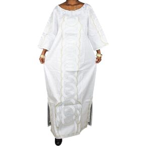 TIDOIRSA African Dresses for Women,Embroidery Abaya Dress for Women Party Dress with Scarf