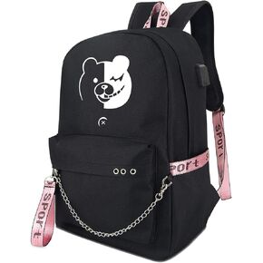 Roffatide Anime Danganronpa Luminous Backpack Book Bag Laptop School Bag with USB Charging Port And Headphone Port