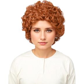 Linfairy Light Brown Short 80's Costumes Men's Disco Dirt Bag Wig Halloween Cosplay Costume Wigs with Glasses
