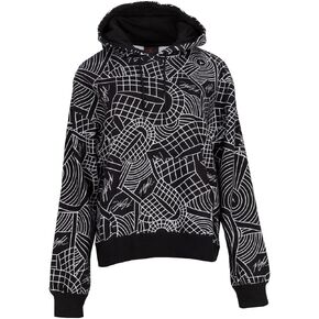 Brooklyn Women's Fleece Allover Print Sweatshirt Hoodie Size Small to Large Color Black and White