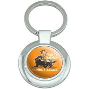 GRAPHICS & MORE Honey Badger Nature's Badass Keychain Classy Round Chrome Plated Metal