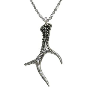 Detailed Single Deer Antler Pendant Necklace