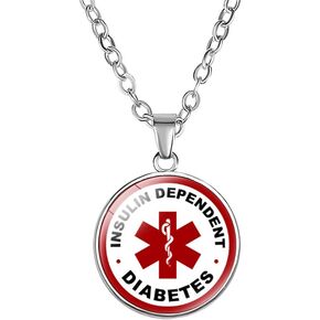 Medical Alert Necklaces for Men Women Type 1/2 Diabetes Diabetic Pendant Necklace Star of Life Caduceus Identification Charms Diabetes Awareness Jewelry