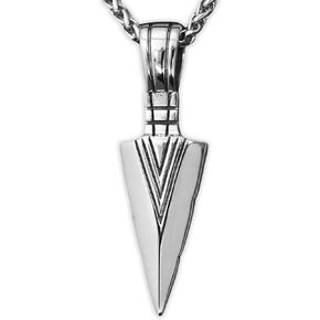 Baldur Jewelry - Stainless Steel Men Spear Arrowhead Necklace - Spearpoint Pendant - Comes With 22 Inch Long Chain - Viking Celtic Design - Masculine - Durable Design - Men Gifts Jewelry