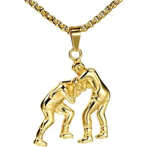 HIJONES Unisex Stainless Steel Wrestling Match Pendant Sport Necklace