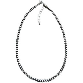 4mm Sterling Silver Oxidized Pearl Bead Necklace Southwestern everyday wear Navajo Style