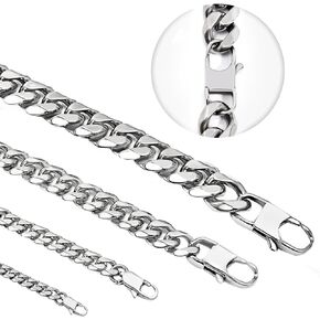 Mens Neckalce Cuban Link Chain for Men Stainless Steel, Thin/Chunky 3/6/9/12mm Width 18" 20" 22" 24" 26" 28" 30" Length, Hip Hop Punk Young Ado Fine Polished Lobster Clasp with Gift Box