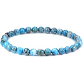 Keleny Gemstone 6mm Natural Round Beads Gemstones Crystal Stretch Bracelet 7 Inch Unisex