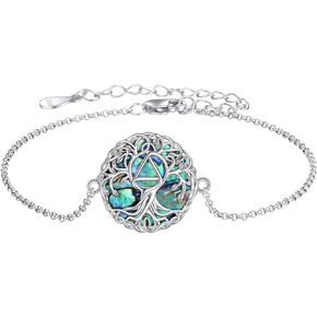 YFN Tree of Life Bracelet Sterling Silver Abalone Shell Tree of Life Bracelet Jewelry Gifts for Women Girls