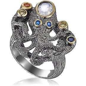 Gem Rings for Women Teen Girls,Thick Gold Silver Plated Oval Round Square Emerald Moonstone Cubic Zirconia Solitaire Rings,Womens Wedding Engagement Gemstone Turkish Rings,Trendy Fashion Cute Turkey Rings