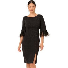 Adrianna Papell Women's Metallic Knit Feather Dress