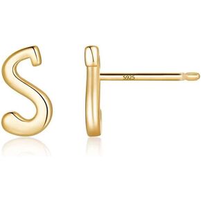 Initial Stud Earrings for Women S925 Sterling Silver Post 14K Gold Plated Tiny Letter Earrings Hypoallergenic Personalized Earrings for Girls