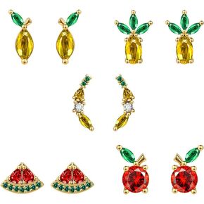 AoedeJ 14K Gold Plated Fruit Stud Earrings Cherry Earrings Summer Earrings Tropical Earrings Fruit Earrings for Women Girls