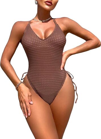 بدلة سباحة نسائية مثيرة من قطعة واحدة من SHENHE ذات قصة عالية وأربطة بدون ظهر in Kuwait