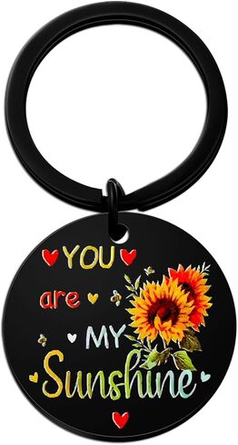 Inspirational Keychain Cheer Up Gifts For Women Mom Gifts From Daughter Son Gift For Sister Cousin Friends Besties Birthday You Are My Sunshine Keyring Jewelry Unique in Saudi Arabia