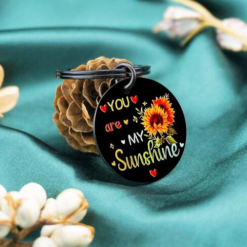 Inspirational Keychain Cheer Up Gifts For Women Mom Gifts From Daughter Son Gift For Sister Cousin Friends Besties Birthday You Are My Sunshine Keyring Jewelry Unique in Saudi Arabia