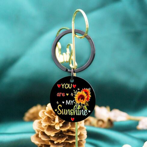 Inspirational Keychain Cheer Up Gifts For Women Mom Gifts From Daughter Son Gift For Sister Cousin Friends Besties Birthday You Are My Sunshine Keyring Jewelry Unique in Saudi Arabia
