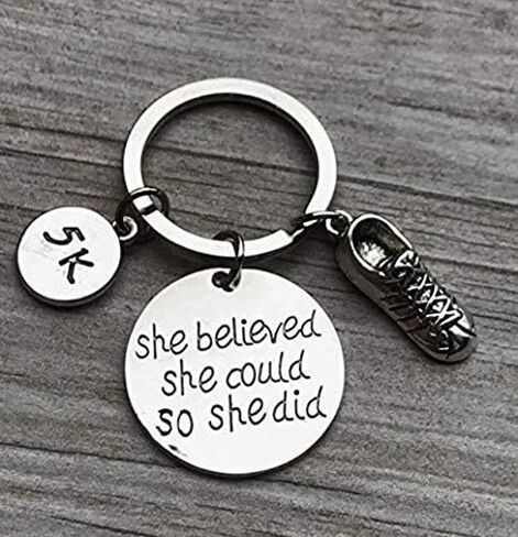 5k Keychain, Runner She Believed She Could So She Did Charm Keychain, Running Jewelry for Girls and Women in Saudi Arabia