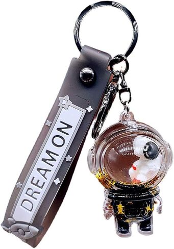 Creative Spaceman Keychain Astronaut Space Robot Spaceman Car Keychain Black Gold Acrylic Key Chain Metal Alloy Keyring Pendant Gift for Men Women Car Accessories, Black, S in Saudi Arabia