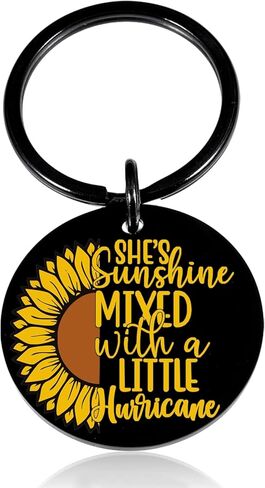 Sunflower Inspirational Gifts for Women Female Teen Girl Mom Grandmother Best Friend Cute Flower Keychain Gifts for Women Birthday Christmas Thanksgiving Day Gifts Motivational Positive Gifts, Black, in Kuwait