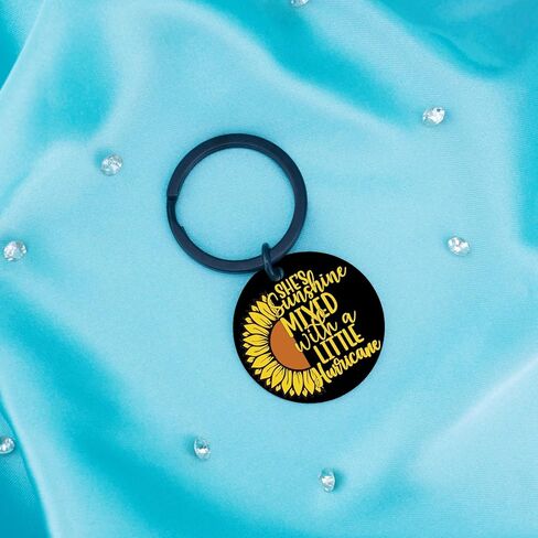 Sunflower Inspirational Gifts for Women Female Teen Girl Mom Grandmother Best Friend Cute Flower Keychain Gifts for Women Birthday Christmas Thanksgiving Day Gifts Motivational Positive Gifts, Black, in Kuwait
