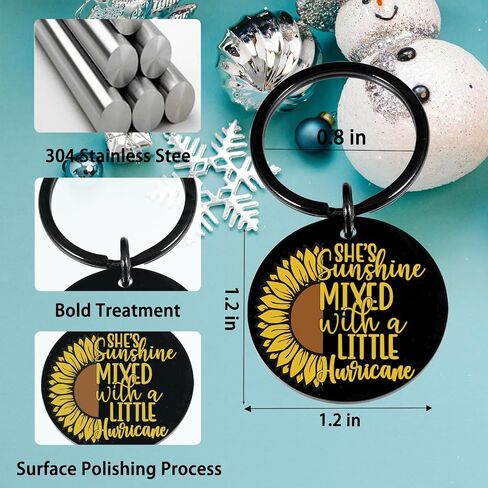 Sunflower Inspirational Gifts for Women Female Teen Girl Mom Grandmother Best Friend Cute Flower Keychain Gifts for Women Birthday Christmas Thanksgiving Day Gifts Motivational Positive Gifts, Black, in Kuwait