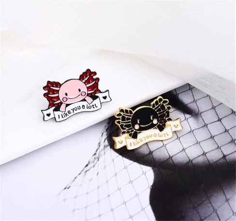 I Like You A Lot Crab Enamel Pin 2Pcs Letter Animal Brooch Badge Pin Fashion Cartoon Cute Crab Lapel Pin Jewelry Clothes Accessories Couple Gifts For Women Men, Metal, no gemstone in Kuwait