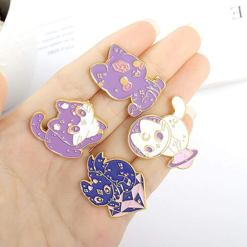 Cute Cat Brooch Pins for Women Girl Mysterious Magic Wizard Cat Enamel Pins Cartoon Witch Animal Enamel Lapel Pins for Jackets Decor in Kuwait