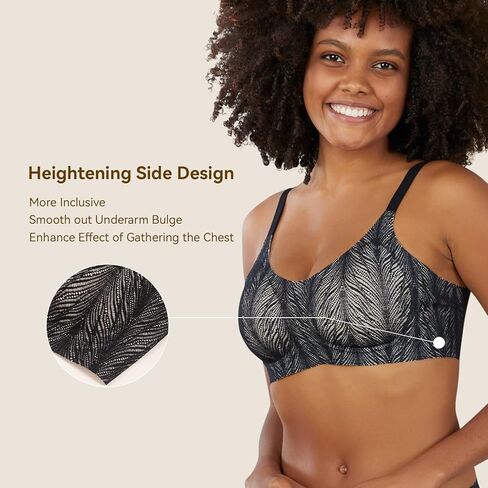 Niidor Women's Seamless Wireless Bra Deep V Neck Comfort Bra Lace Bralette Full-Coverage Wirefree Bra for Everyday Wear in Kuwait