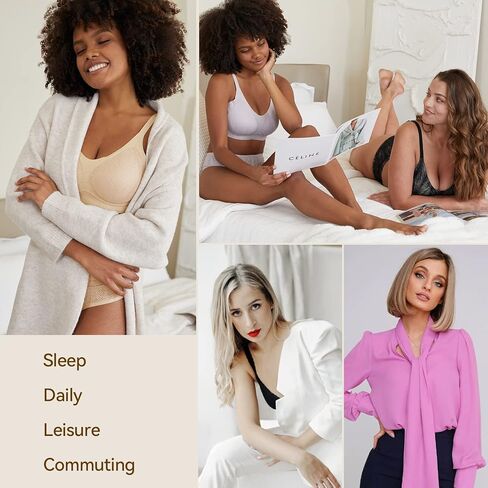 Niidor Women's Seamless Wireless Bra Deep V Neck Comfort Bra Lace Bralette Full-Coverage Wirefree Bra for Everyday Wear in Kuwait