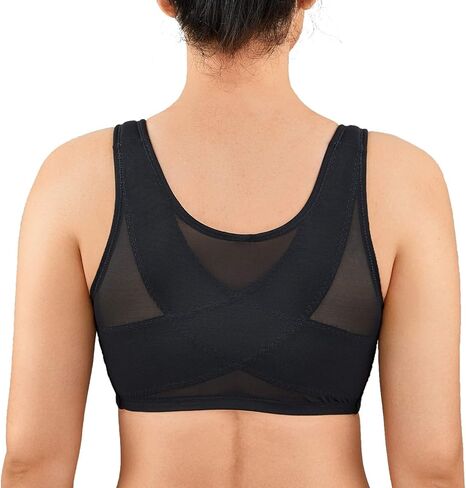 LAUDINE Women's Full Coverage Front Closure Wire Free Back Support Posture Bra in Saudi Arabia