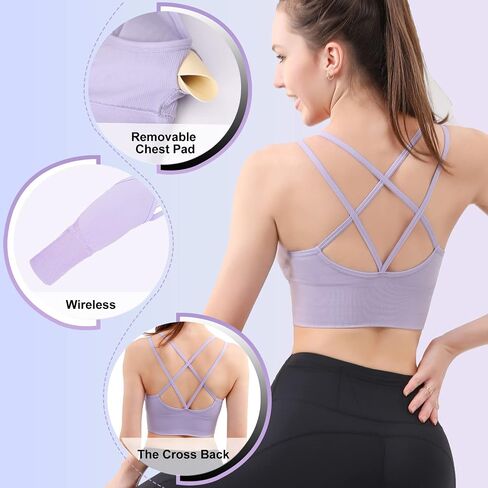 Mirachia Criss Cross Back حمالات الصدر الرياضية للنساء مبطن Strappy حمالة صدر رياضية Multipack تجريب اليوغا اللياقة البدنية الملابس تانك الأعلى in Saudi Arabia