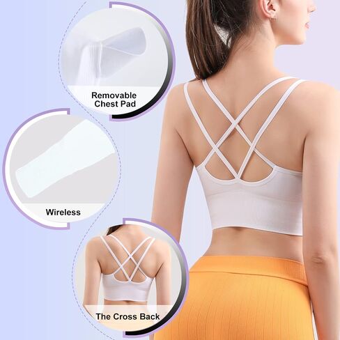 Mirachia Criss Cross Back حمالات الصدر الرياضية للنساء مبطن Strappy حمالة صدر رياضية Multipack تجريب اليوغا اللياقة البدنية الملابس تانك الأعلى in Saudi Arabia