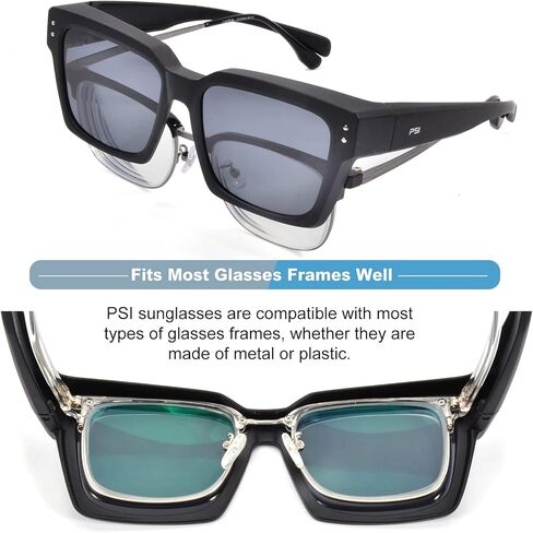 نظارات شمسية PSI Fit Over Glasses للنساء والرجال، حماية مستقطبة من الأشعة فوق البنفسجية، نظارات طبية Fitover in Kuwait