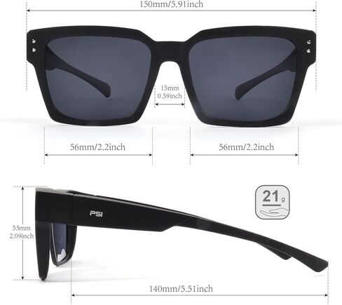 نظارات شمسية PSI Fit Over Glasses للنساء والرجال، حماية مستقطبة من الأشعة فوق البنفسجية، نظارات طبية Fitover in Kuwait