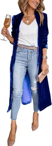 ايه ار اس اس ام سترة كارديجان طويلة مخملية بقبة مطوية مفتوحة من الامام للنساء in Kuwait