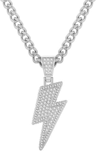 Hip Hop Lightning Bolt Pendant for Men 18k Gold Plated Ice Crystal Square Crystal Zircon Pendant in Saudi Arabia