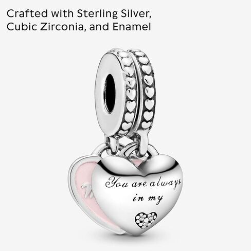 PANDORA Jewelry Mother and Daughter Hearts Dangle Cubic Zirconia Charm in Sterling Silver in Saudi Arabia
