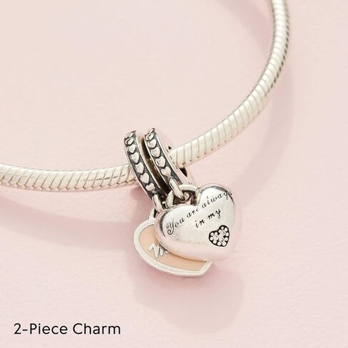 PANDORA Jewelry Mother and Daughter Hearts Dangle Cubic Zirconia Charm in Sterling Silver in Saudi Arabia